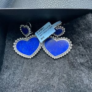 Maya Double Heart Lapis Drop Earrings